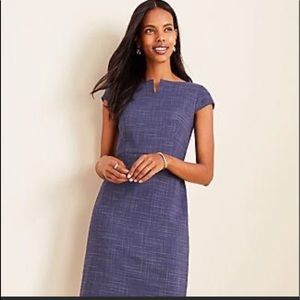(NWT) Ann Taylor Tall Split neck, boatneck sheath dress Size 10 in crosshatch